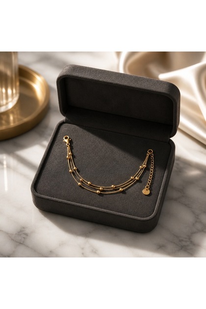 ALİSSA 14K GOLD 316L ÇELİK KARARMAZ ZİNCİR BİLEKLİK 17CM + 5CM UZATMALI