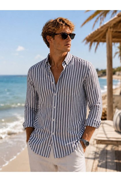 Men's 100% Cotton Striped Shirt