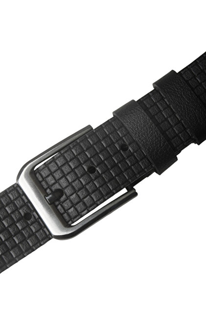 黒　S bold belt tops DeepSea Black 100% Genuine Leather Men's Belt with Square Pattern