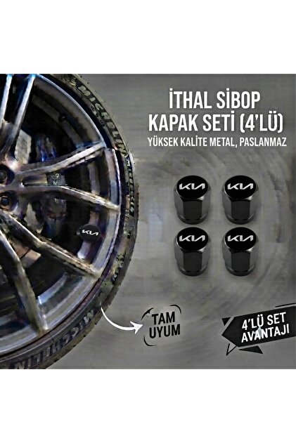 Kia Sportage ile Uyumlu Logolu Alüminyum Siyah Altıgen Sibop Kapak Seti