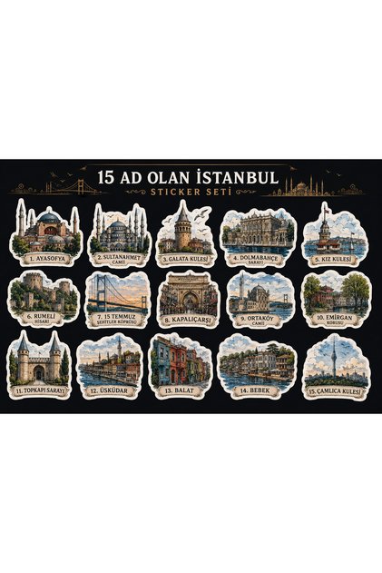 Istanbul Themed Sticker Set (21X30 cm 1 Set)