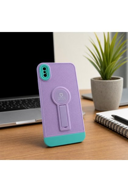 Husa Armor Design cu Stand pentru Apple iPhone X/XS Max, Mov/Albastru, Suport Auto Magnetic, Wireless Charge, Protectie Antisoc,