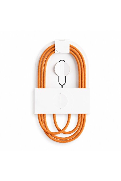 USB-C към USB-C кабел за данни и зареждане, Flippy, 60W, съвместим с iPhone 17 и Huawei, с найлонова оплетка, 1 м, оранжев