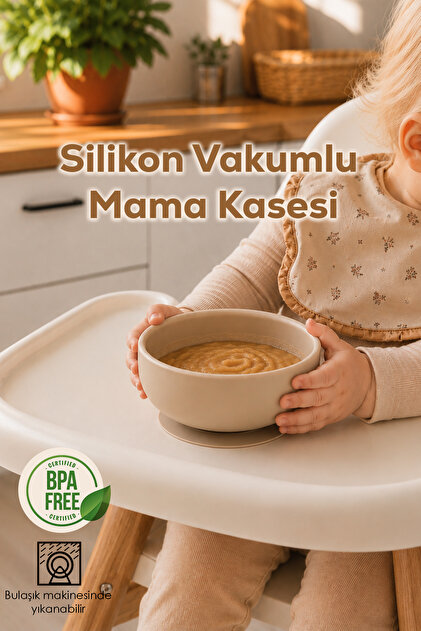 34004-1 Silikon Vakumlu 300ml Mama Kasesi Krem