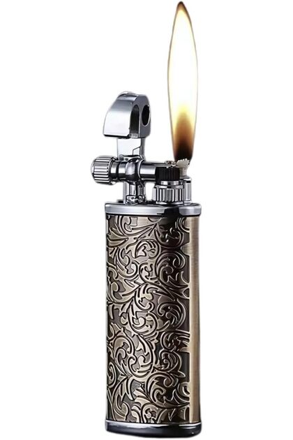 Unique Kerosene Lighter – Creative Windproof Wheel Liquid Lighter for Camping, Travel, & Outdoor Activities - Unique Gift for Men, Dad, Husband - Fuel Not Included (Golden)