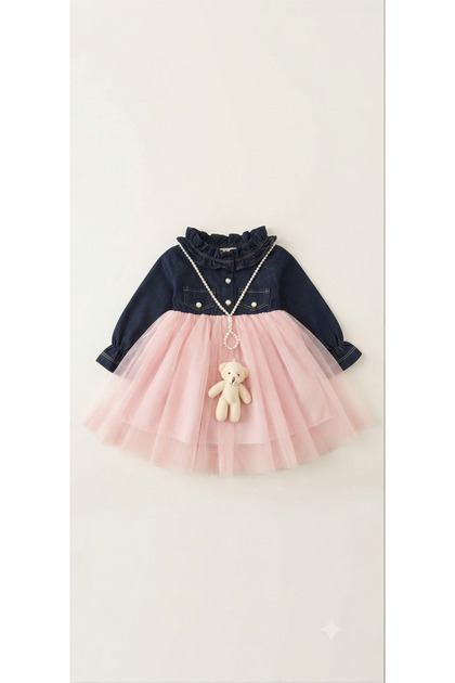Girl's Tutu Teddy Bear Jean Dress