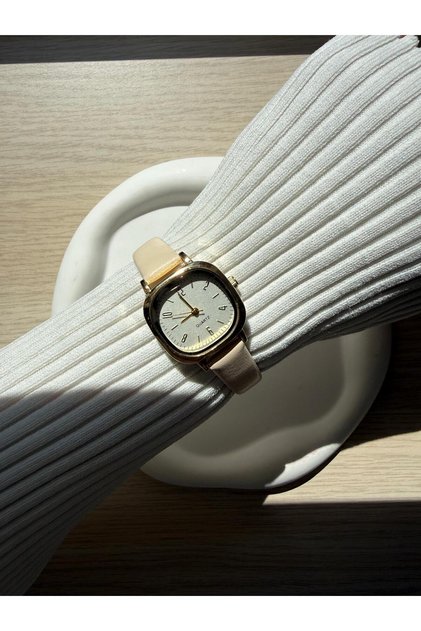 Minimal Leather Women's Wristwatch Hera Cream