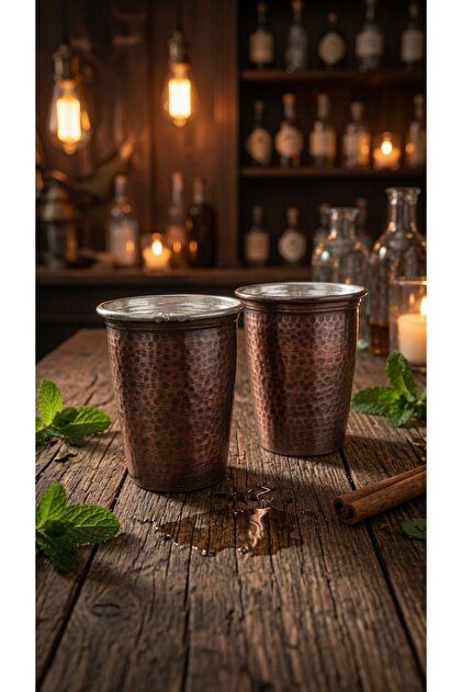 Oksidian Series Copper Oxidized 2-Piece Mule Cups with Tin