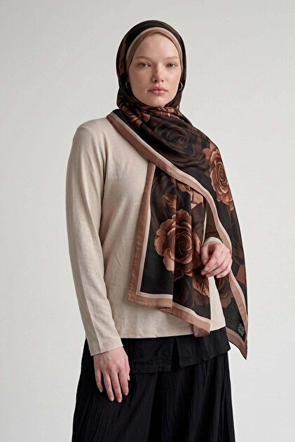 Coffee Rose Pattern Royal Shawl