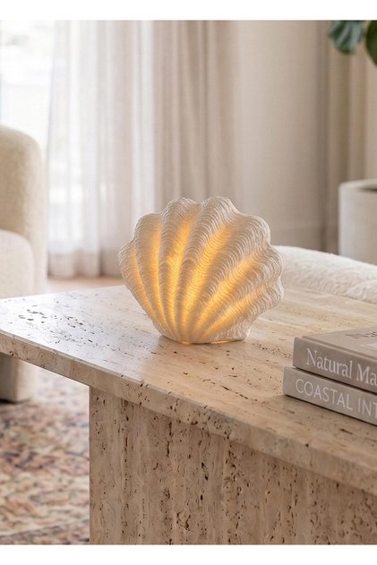 Marin LED Aydınlatmalı İstiridye Deniz Kabuğu 13cm