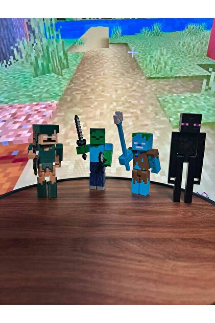 Minecraft Enderman,Zombi,Drowned Zombi,Skeleton Stay 4'lü Her biri 10cm boyunda Figür seti