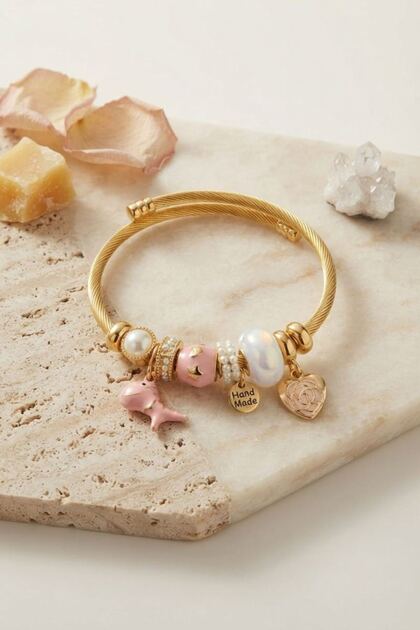 Trex and Heart Pink Charm Bracelet