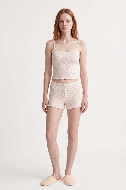 Pointel Bow Pattern Strap Shorts Set