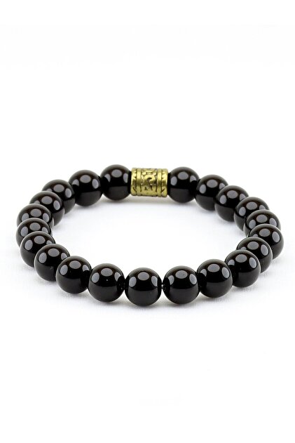 Natural Stone Onyx Natural Stone Unisex Bracelet Eub14Onks Power, Stress Control and Self-Control