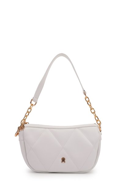 Quilted Diamond Patterned Women's Crossbody Bag Venice White