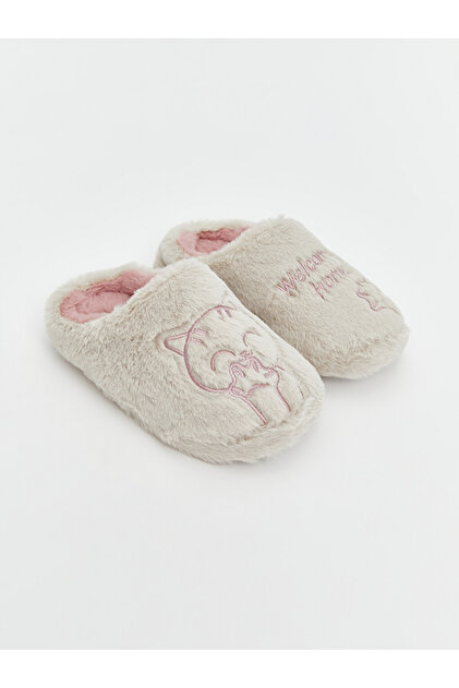 Animal Embroidered Girls' Plush Home Slippers