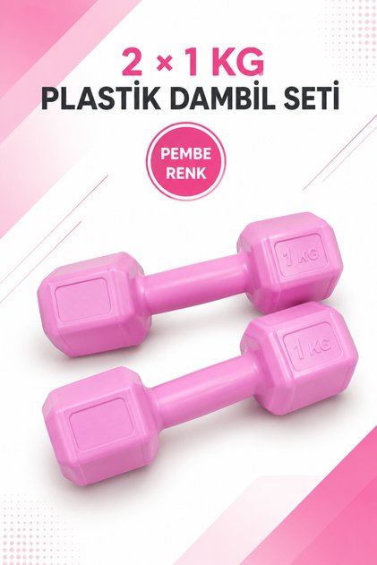 2 x 1 Kg Plastik Dambıl Seti Siyah – Toplam 2 Kg Fitness, Pilates ve Ev Egzersiz Ağırlığı