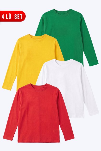Unisex Kids 4-Piece Basic Solid Color Long Sleeve Sweatshirt