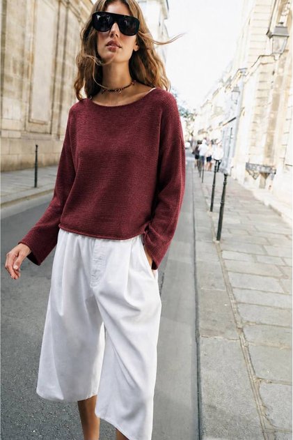Boat Neck Long Sleeve Sweater