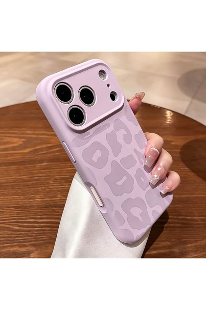 iPhone 14 Light purple Leopard Pattern Liquid Silicone Case for iPhone 18 17 16 Pro Max Air 14 15 Pl