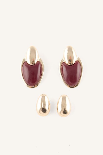 Women's 2-Piece Metallic and Enamel Detailed Earring Set I4274Axns