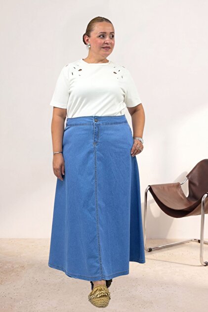 2313S Flared Denim Skirt - Ice Blue