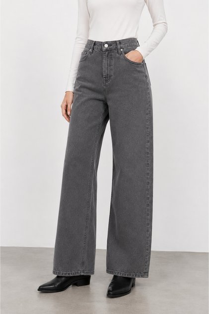 Palazzo Casual Boyfriend Smoked Black Karyıkama High Waist Wide Leg Jeans New Season 2026