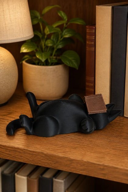Siyah Kitap Okuyan Kedi Figürlü Dekoratif Biblo Eğlenceli Raf Masaüstü Süsü Hediyelik