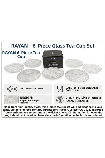 Tea Cup with Glass Pattern 6 Pieces Joker Series