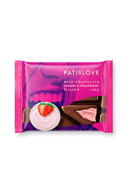 Patiswiss Guilty Çilekli Yoğurt Dolgulu Sütlü Tablet Çikolata 100G
