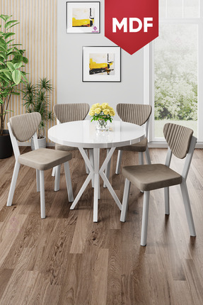 Canisa Mos Serisi 90x90 Lak Panel Beyaz Mermer Desen Krom Ayaklı