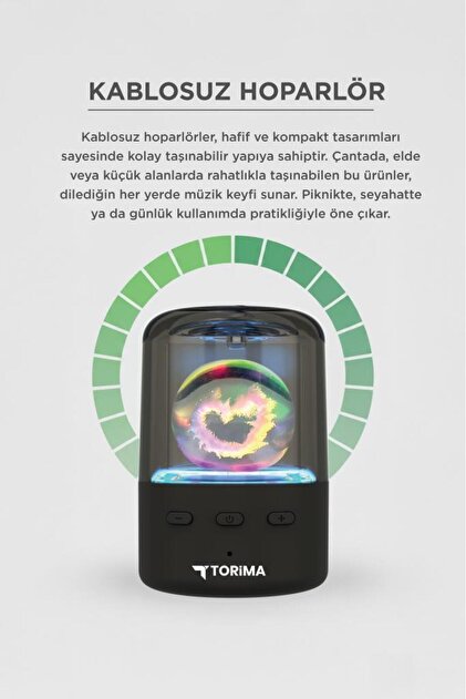 Torima Bluetooth Hoparlör Rgb Işıklı Kablosuz Hoparlör D73 Siyah