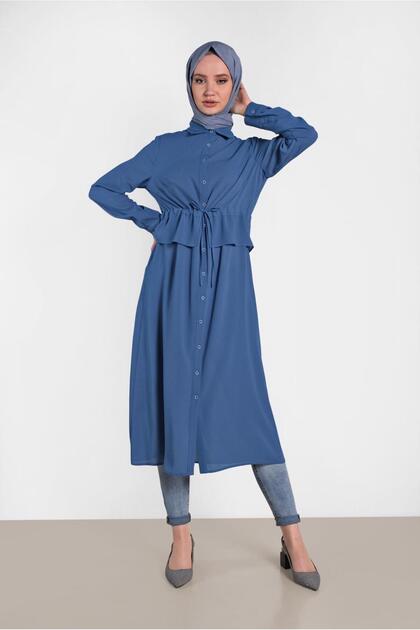 Elastic Lace-Up Tunic with Waist Strap 4424