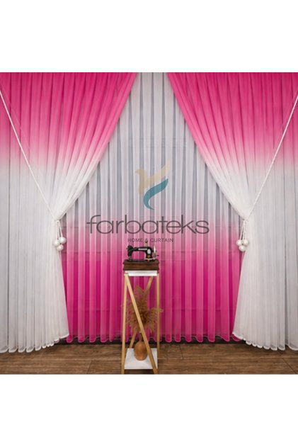 Fuchsia Colorful Color Transitioning Gradient Right/Left Suit Tulle Background Curtain