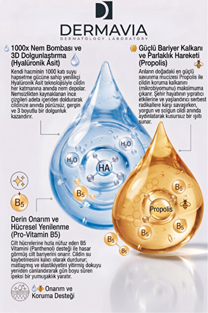Dermavia Yoğun Nemlendirici Canlandırıcı Hyaluronic Asit Propolis