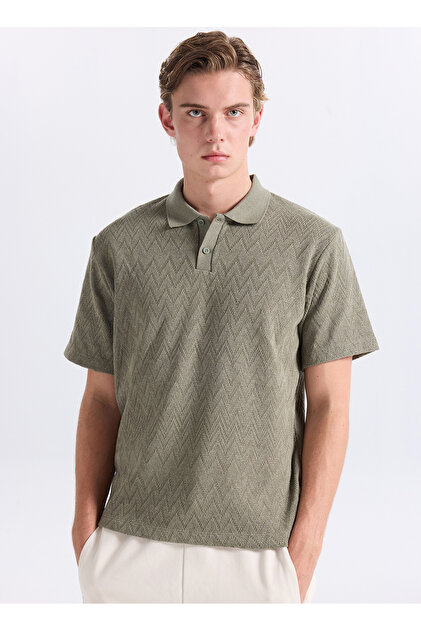 Jack & Jones Yeşil Erkek Regular Fit Zikzak Desenli Polo T-Shirt