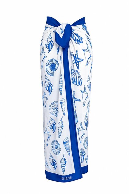 Blue Colored Patterned Pareo Voile Fabric 1.20 * 1.20 cm