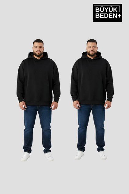 Men's Plus Size Slim Hooded Sleeves and Hem Ribbed Thin Swatshirt Spr26Bsw957