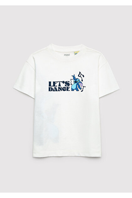 g'morning stitch logo Tee Tシャツ　Lサイズ Mavi Stitch Baskılı Ekru Tişört Loose Fit / Bol Rahat Kesim