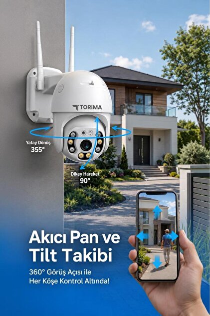 Torima Güvenlik Kamerası 360 Derece Dönebilen Wifi Akıllı Ip Dış