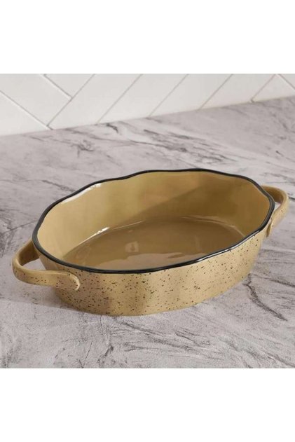 Haldor Speckled Stoneware Oval Baking Dish 30x18.3x6.2cm -Brown