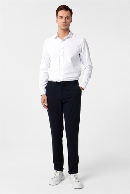 Lacivert Slim Düz Jogger Pantolon