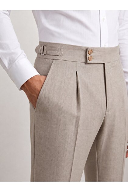Gestreifte Old Money Plissee-Hose aus Lycra-Stoff
