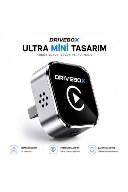 DriveBox 4'ü 1 Arada Ekran Yansıtmalı Kablosuz CarPlay & Android Auto Dönüştürücü, IOS&Android Uyumlu