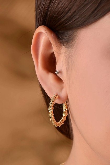 Women's Gold Color Clip Hoop Earrings