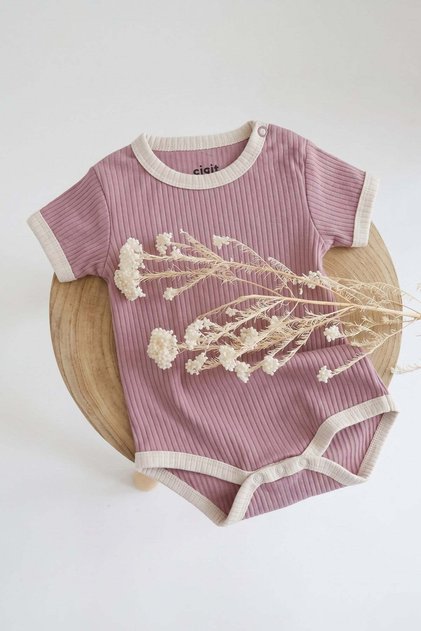 Off-The-Shoulder Ribbed Bodysuit 0-3 Years Old Lilac