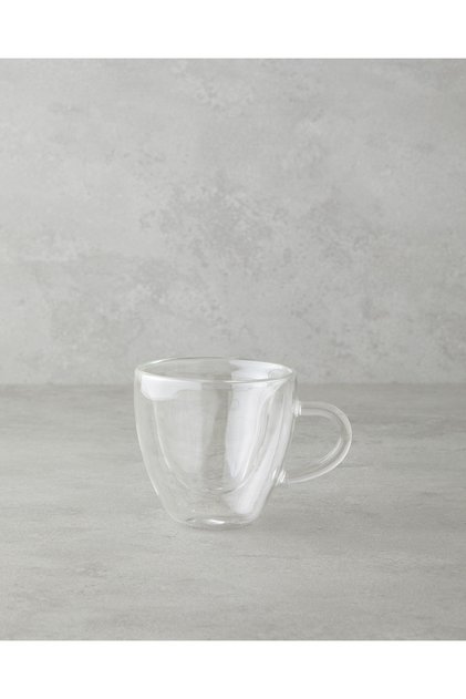 Heartie Borosilikat Cam Çift Cidarlı Kupa 160 ml Şeffaf