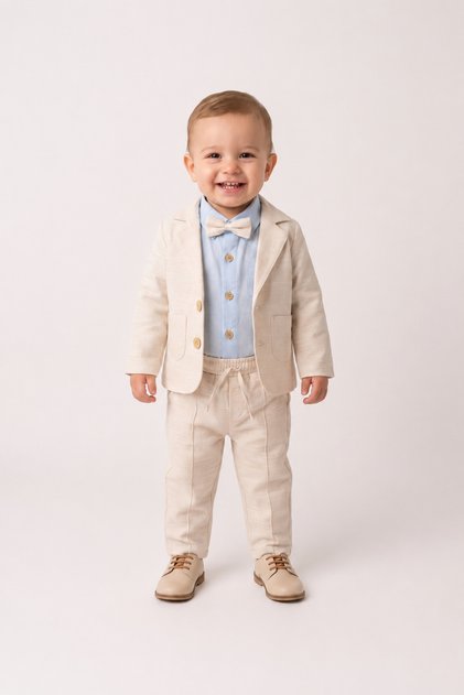 Baby Boy 100% Cotton 4-Piece Suit with Bow Tie