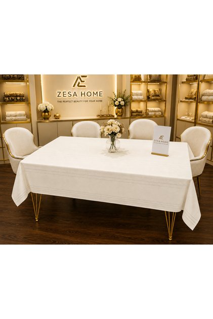 Colber Stripe Detailed Tablecloth 160x100...160x280