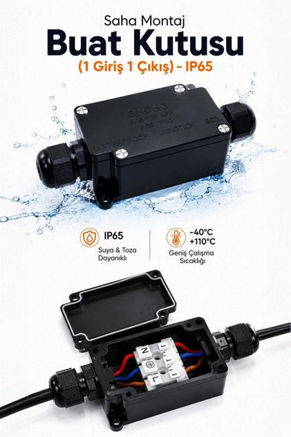 IP65 Su Geçirmez Buat Kutusu , 1 Giriş 1 Çıkış , Dış Mekan Bağlantı Kutusu 1 Adet